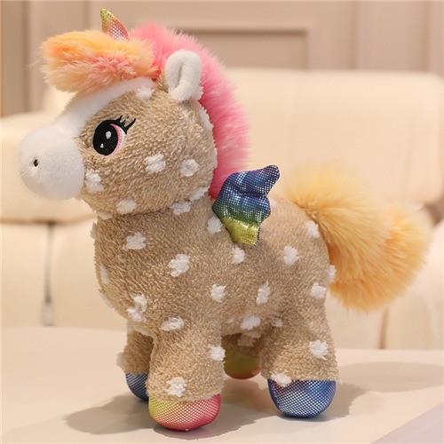 Magical Rainbow Unicorn Plush Toy Rich Brown