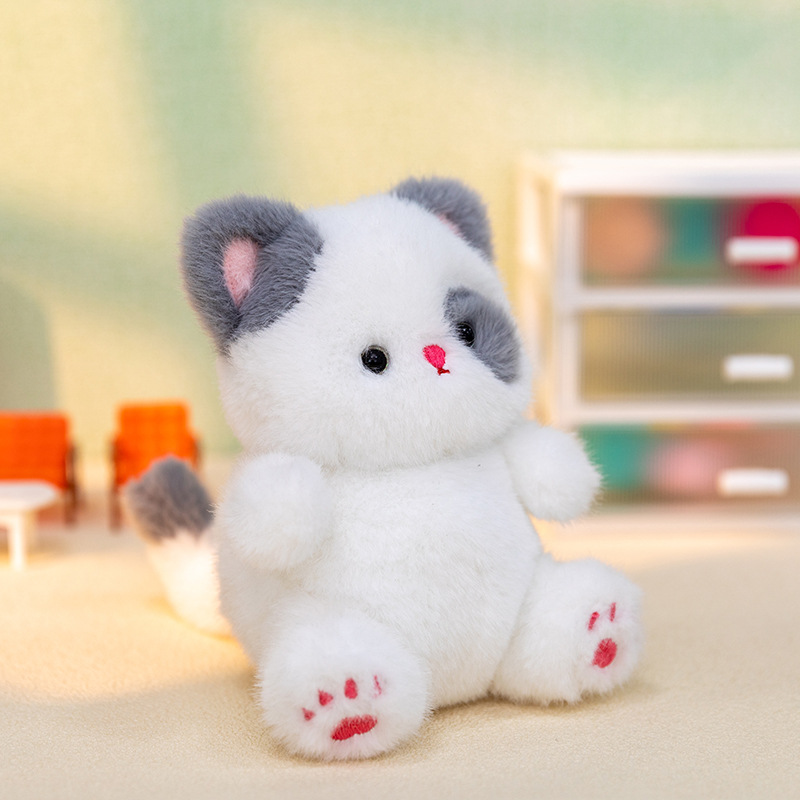 15cm Mini Gray and White Kitten Plush Toy Wholesale