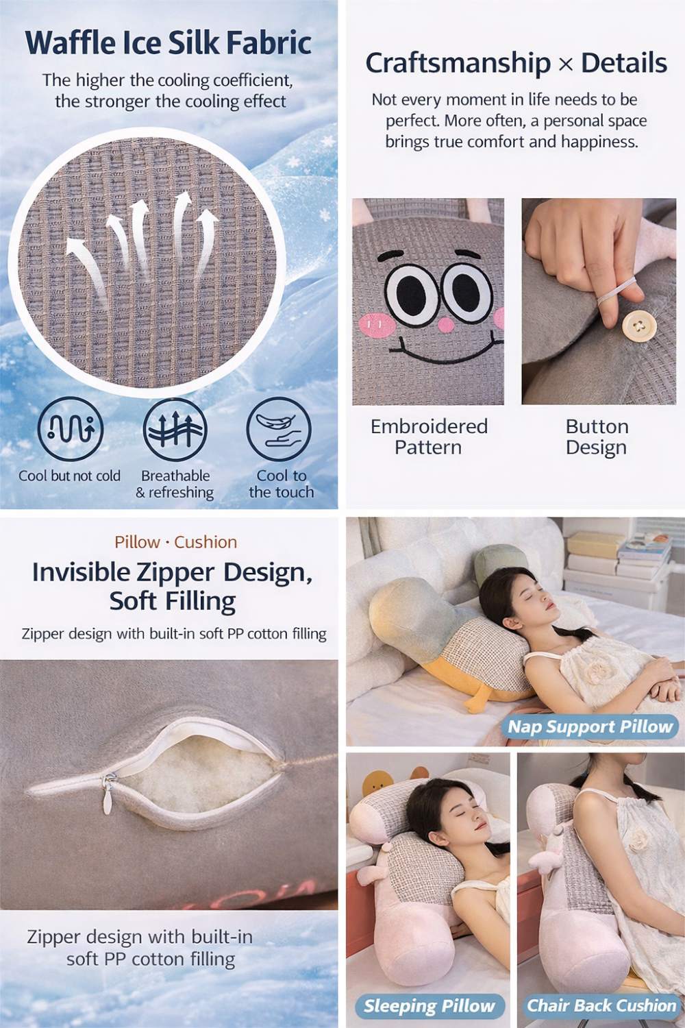 Big Eye Dopamine Monster Waist Bend Bedside Plush Cushion