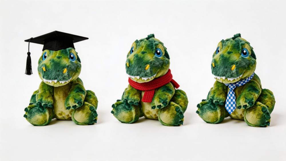 Custom Alligator Plush Toys with Graduation cap, scarf or bow tie