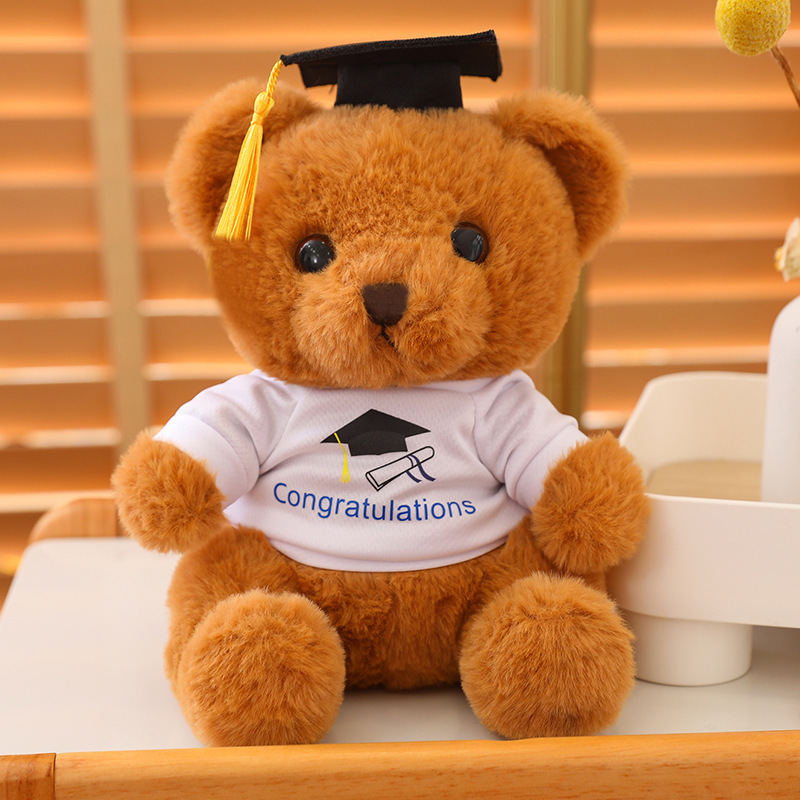 Custom Graduation Teddy Bear with Name​ Dark brown bear-t-shirt style