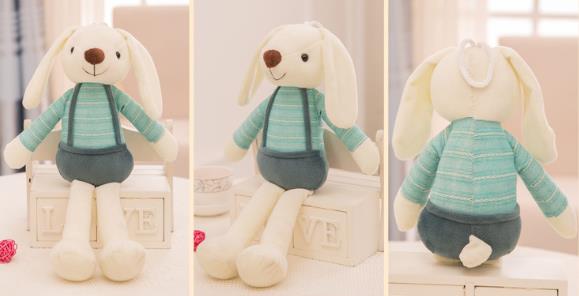 Front, side and back views of Bunny plush toy