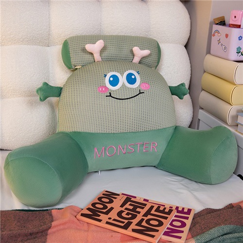 Green Big Eye Dopamine Monster Plush Waist Bend Bedside Cushion