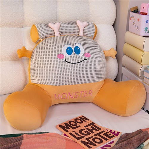 Orange Big Eye Dopamine Monster Plush Waist Bend Bedside Cushion