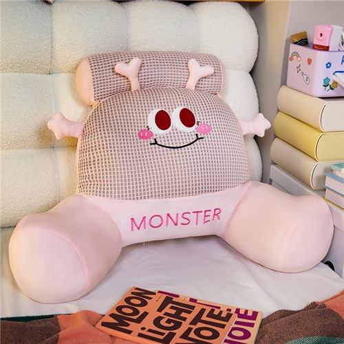 Pink Big Eye Dopamine Monster Plush Waist Bend Bedside Cushion